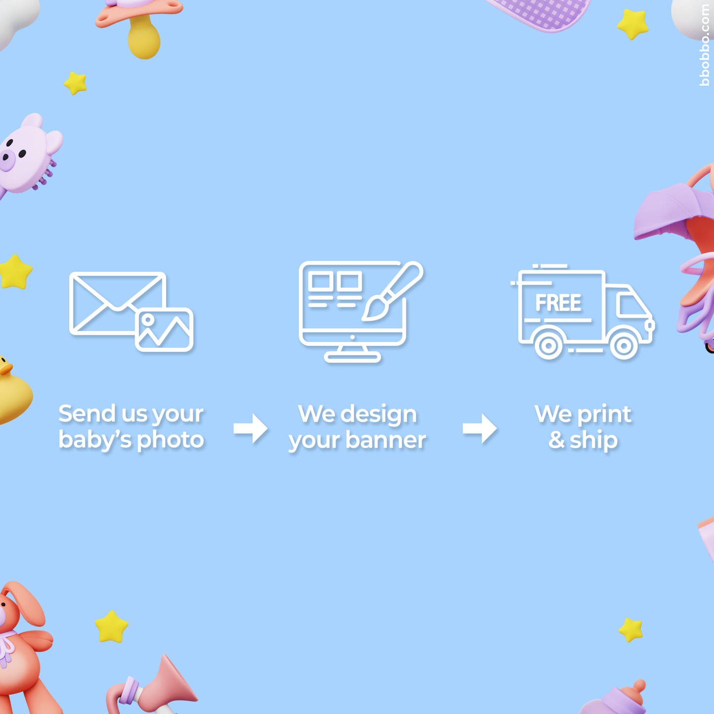 Make Your Baby the Star of Their Birthday. Custom Standing Banner + Stand Included + Free Shipping - BB04