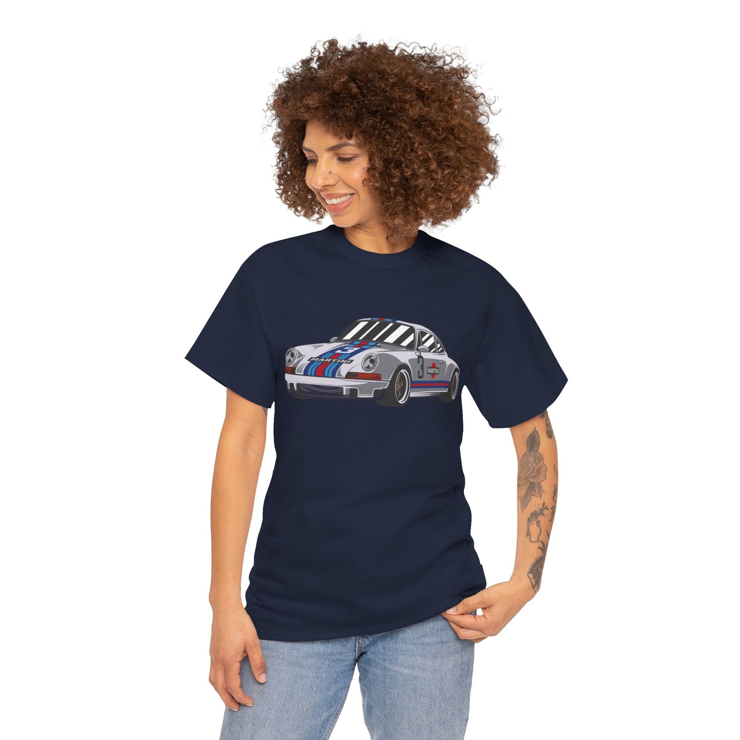 Vintage Martini Racing Porsche 911 T-Shirt - Unisex Gift for Car Lovers, Retro Racing Aesthetic Navy