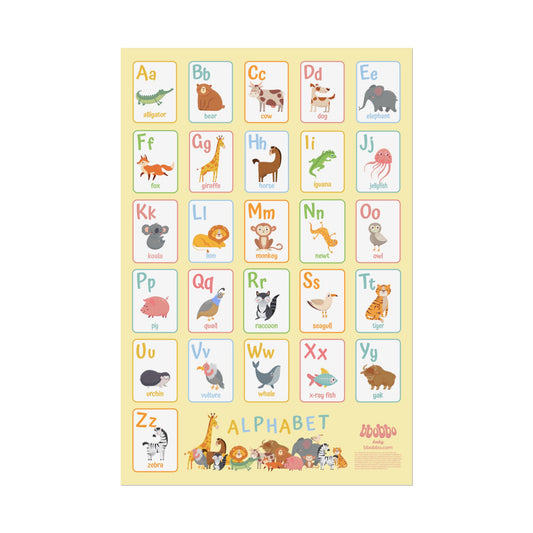 Baby Animal Alphabet Poster 24"x36" – Montessori-Inspired ABC Wall Art for Nursery & Toddler Learning