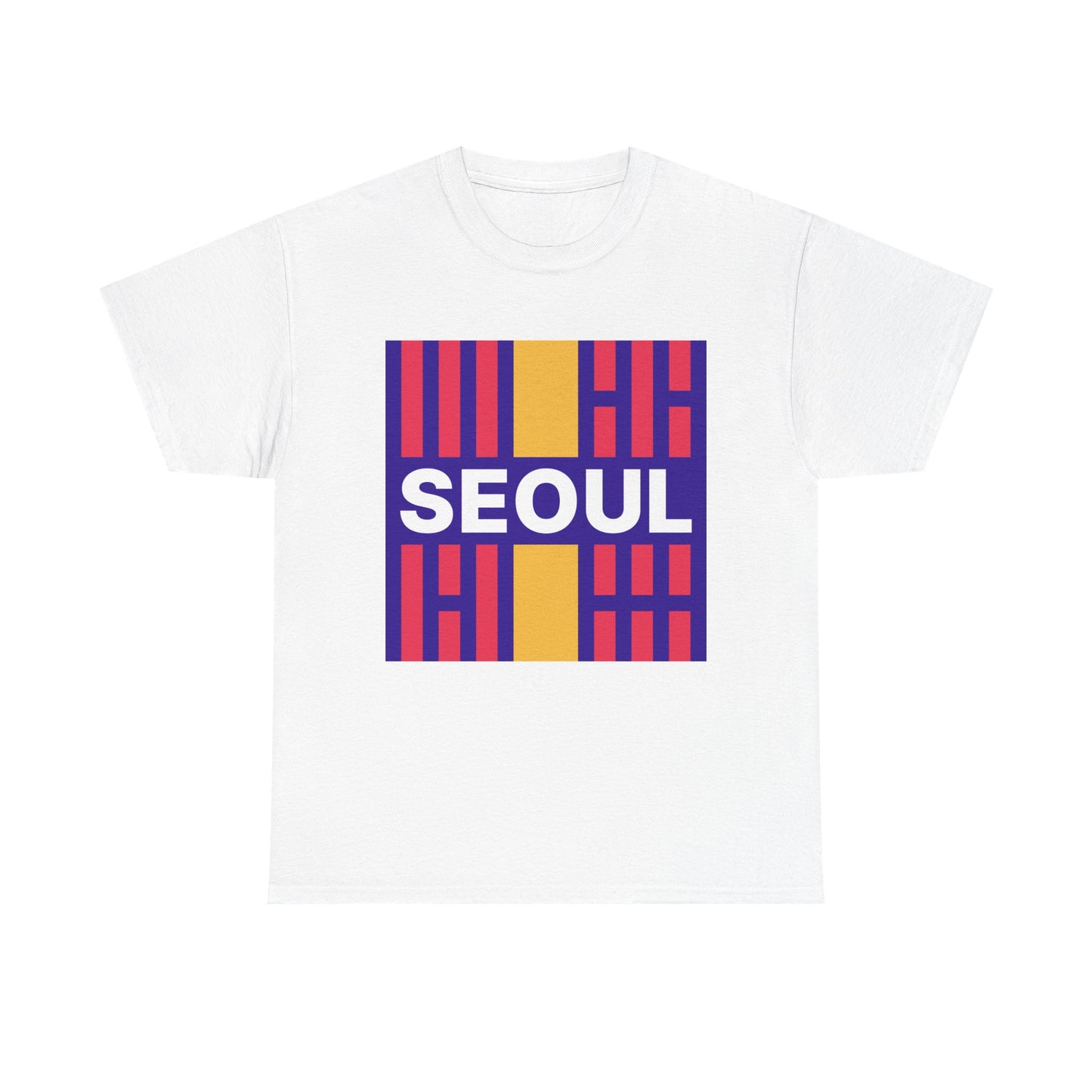 Taegeukgi Grid SEOUL Graphic Tee Unisex Geometric Streetwear T-Shirt Model-C