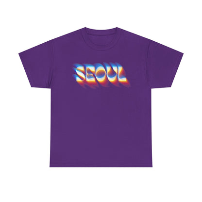 Psychedelic SEOUL Glitch Tee – Unisex Cyberpunk Black Streetwear T-Shirt