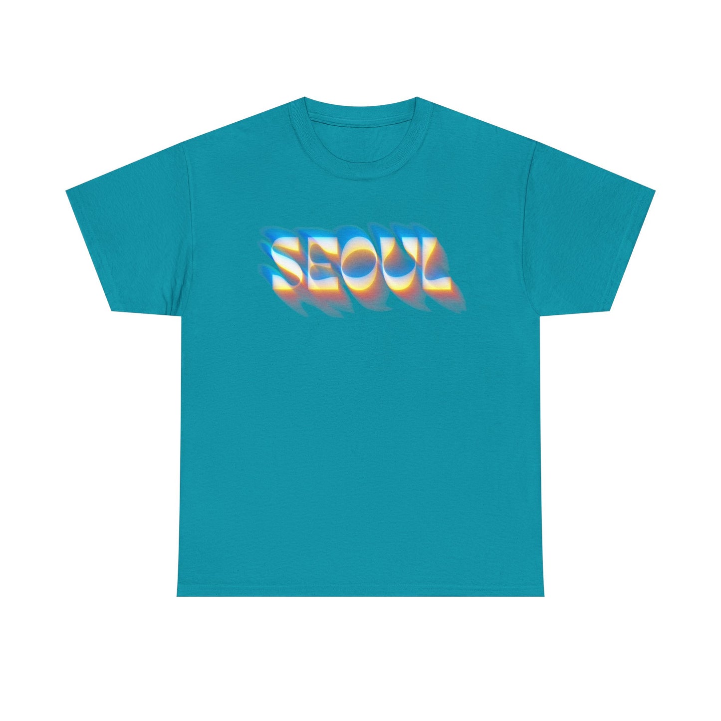 Psychedelic SEOUL Glitch Tee – Unisex Cyberpunk Black Streetwear T-Shirt