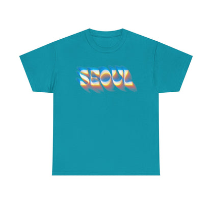 Psychedelic SEOUL Glitch Tee – Unisex Cyberpunk Black Streetwear T-Shirt