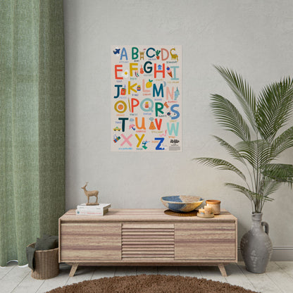 Playful Beginnings: Hand-Illustrated ABC Alphabet Poster for Nursery & Playroom