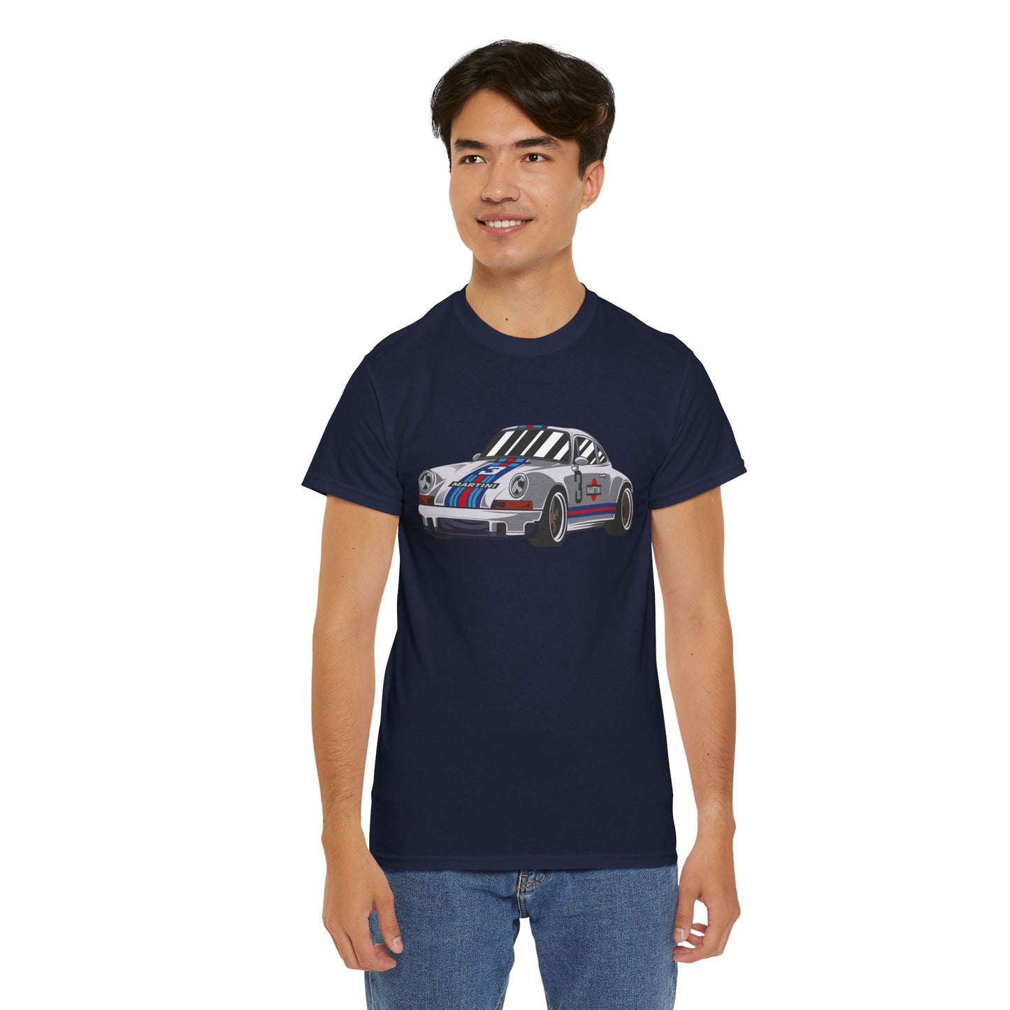Vintage Martini Racing Porsche 911 T-Shirt - Unisex Gift for Car Lovers, Retro Racing Aesthetic Navy