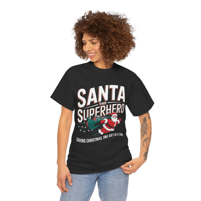 Santa The Super Hero - Comic Christmas Slogan Unisex Tee
