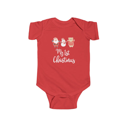 My First Christmas Infant Fine Jersey Bodysuit Red