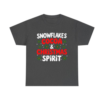 Snowflakes, Cocoa, Christmas, Spirit - Comic Christmas Slogan Unisex Tee