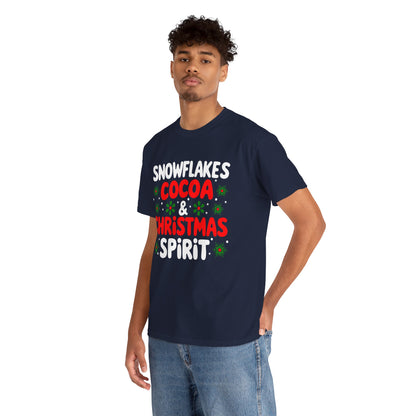 Snowflakes, Cocoa, Christmas, Spirit - Comic Christmas Slogan Unisex Tee