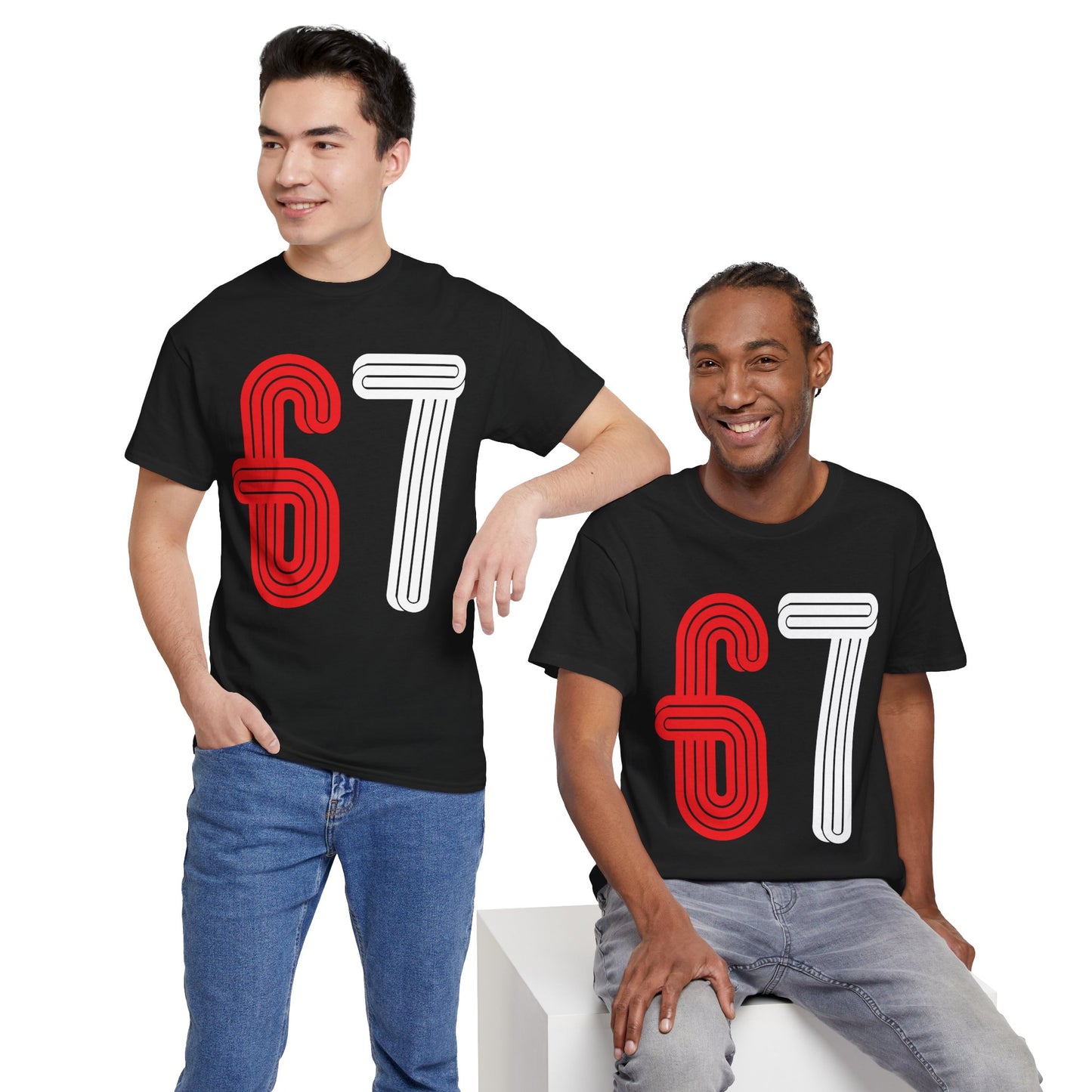 Official 6 7 Six Seven Gen Z Trending T-Shirt Type Two Black