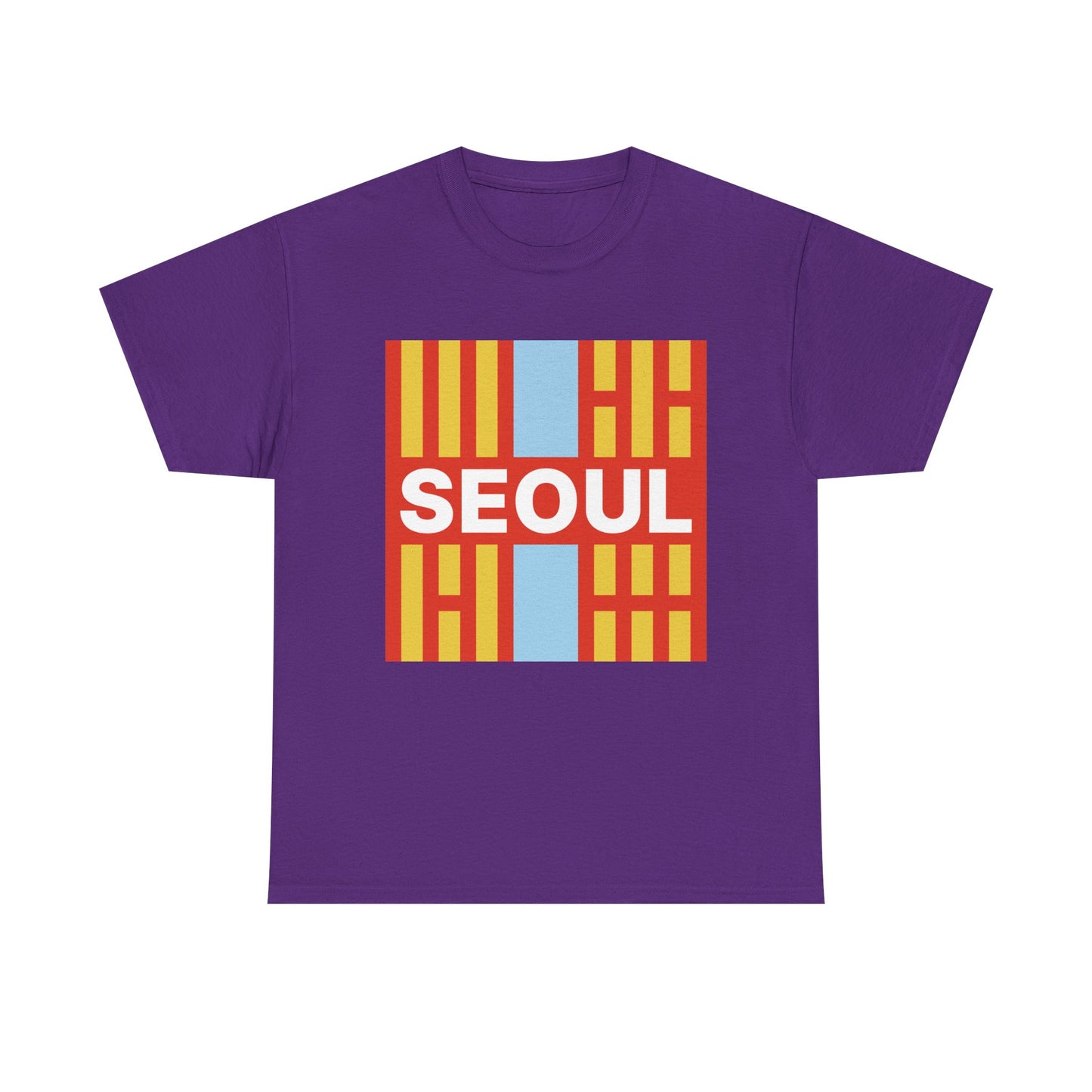 Taegeukgi Grid SEOUL Graphic Tee Unisex Geometric Streetwear T-Shirt Orange