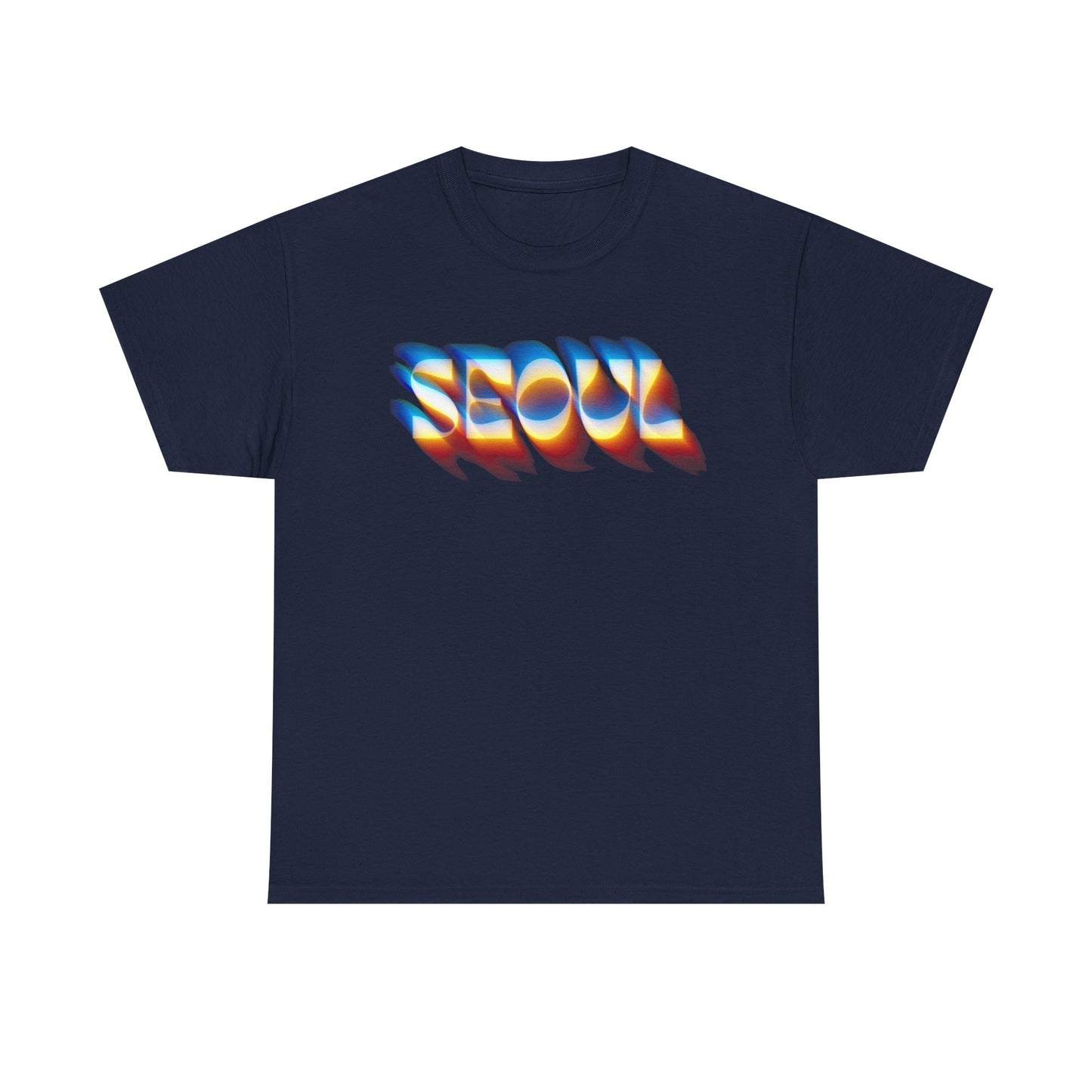 Psychedelic SEOUL Glitch Tee – Unisex Cyberpunk Black Streetwear T-Shirt