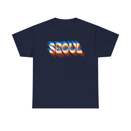 Psychedelic SEOUL Glitch Tee – Unisex Cyberpunk Black Streetwear T-Shirt