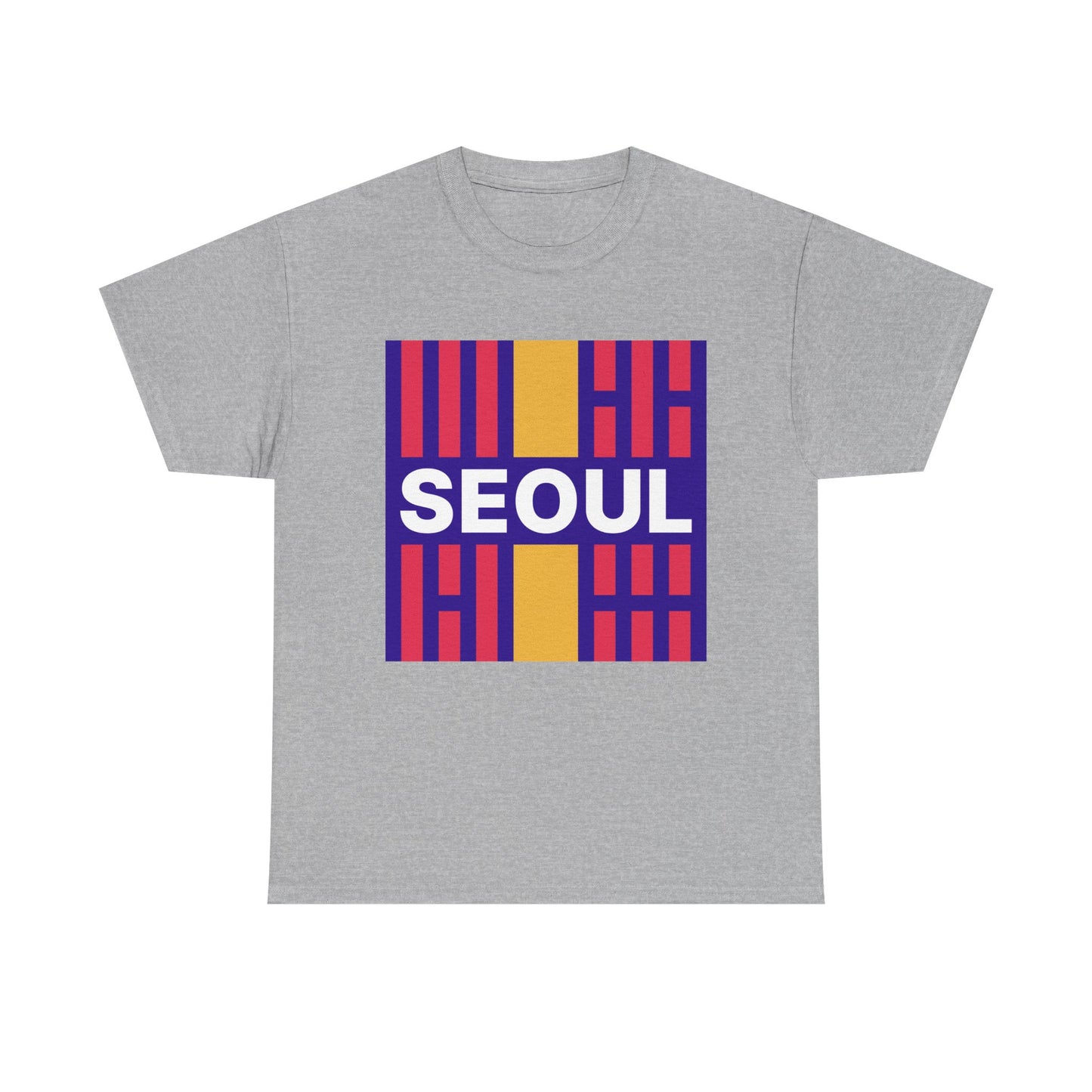 Taegeukgi Grid SEOUL Graphic Tee Unisex Geometric Streetwear T-Shirt Model-C