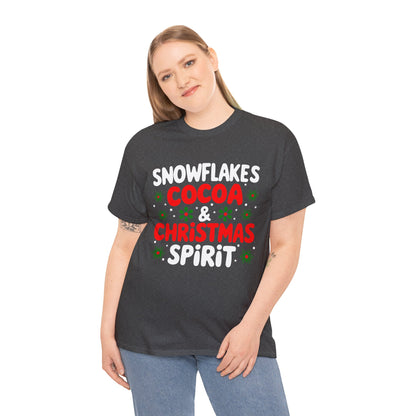 Snowflakes, Cocoa, Christmas, Spirit - Comic Christmas Slogan Unisex Tee