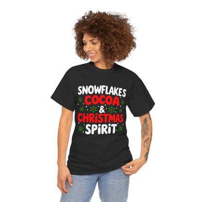 Snowflakes, Cocoa, Christmas, Spirit - Comic Christmas Slogan Unisex Tee