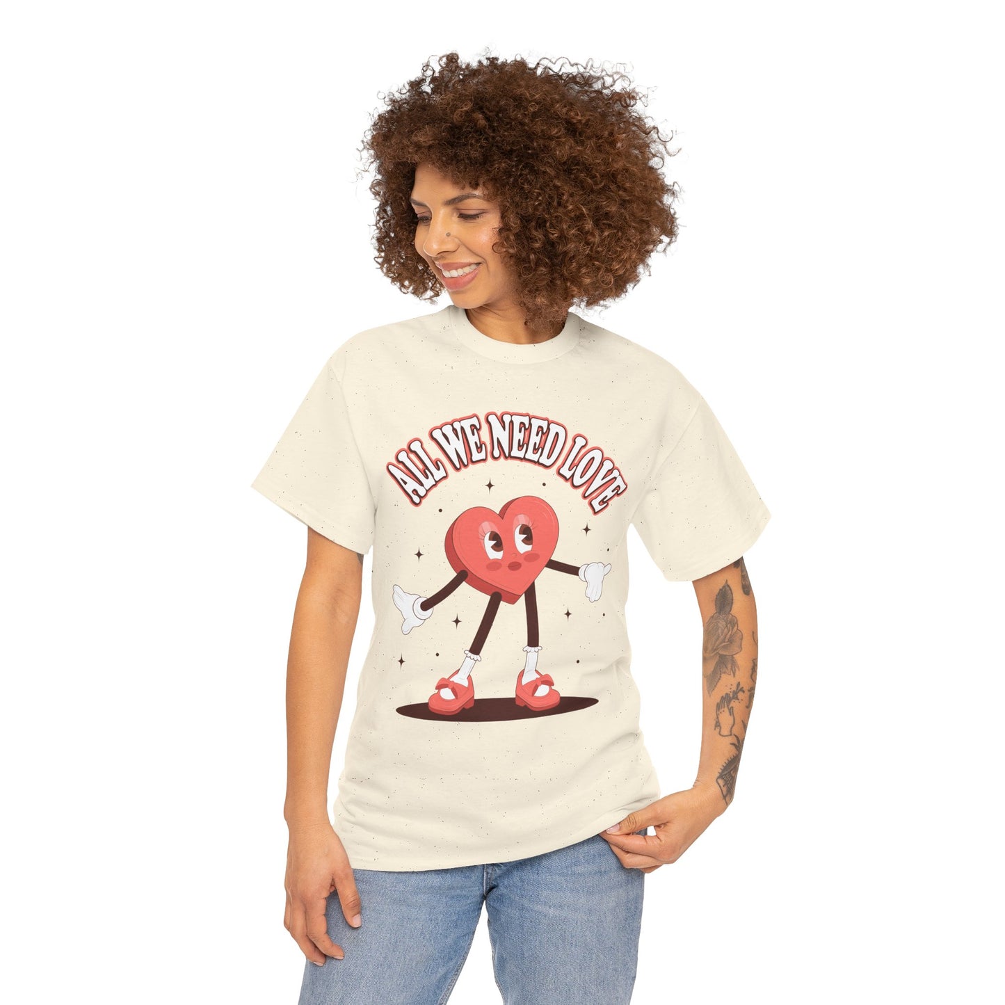 Miss Heart 'All We Need Is Love' Unisex Graphic Tee Natural