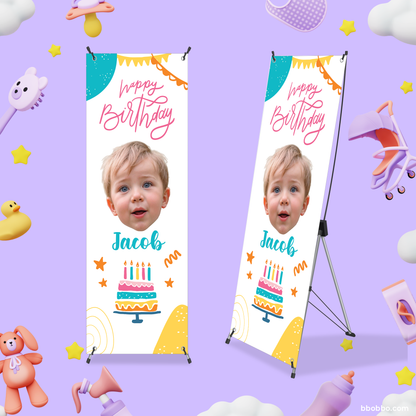 Make Your Baby the Star of Their Birthday. Custom Standing Banner + Stand Included + Free Shipping - BB01
