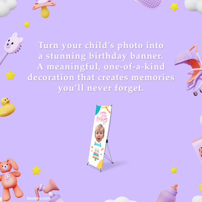 Make Your Baby the Star of Their Birthday. Custom Standing Banner + Stand Included + Free Shipping - BB01