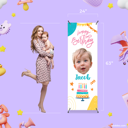 Make Your Baby the Star of Their Birthday. Custom Standing Banner + Stand Included + Free Shipping - BB01
