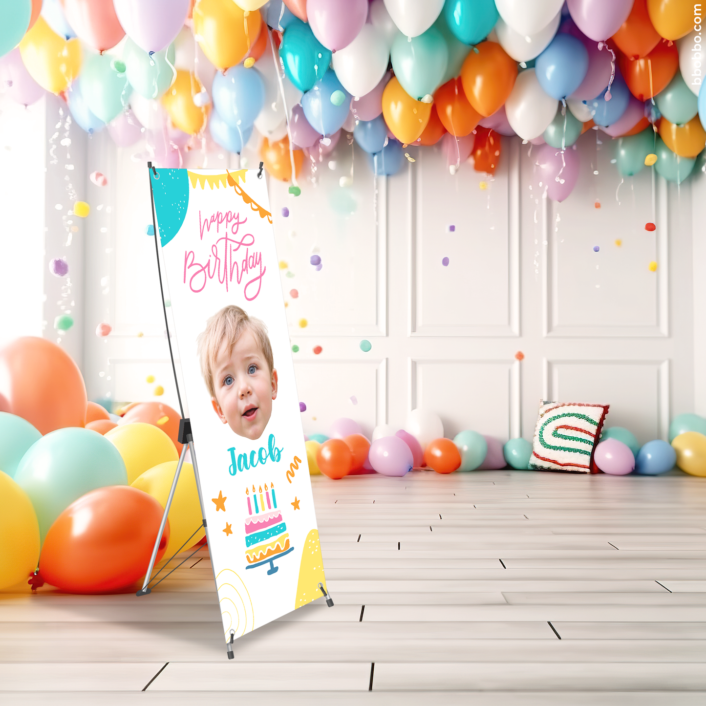 Make Your Baby the Star of Their Birthday. Custom Standing Banner + Stand Included + Free Shipping - BB01