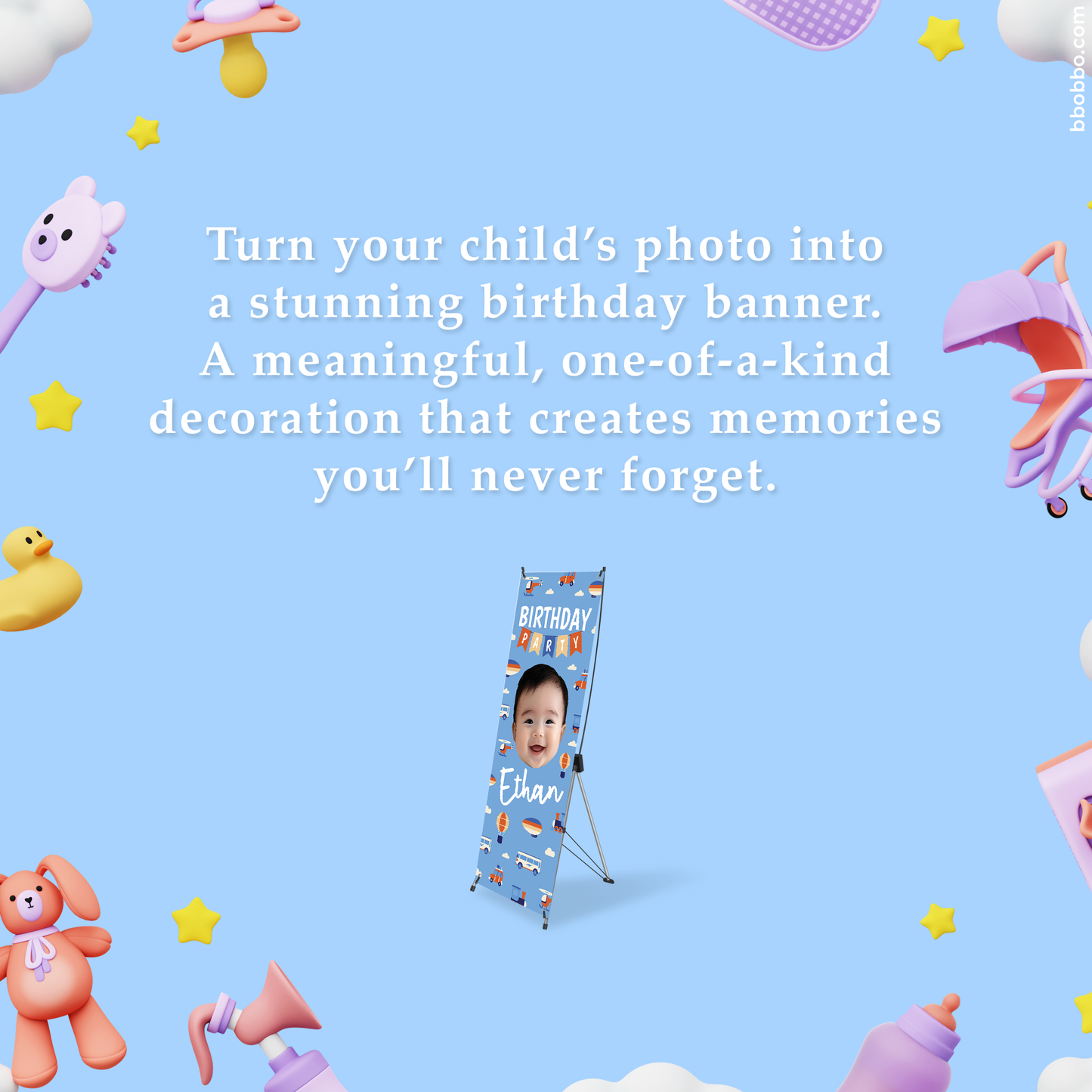 Make Your Baby the Star of Their Birthday. Custom Standing Banner + Stand Included + Free Shipping - BB04