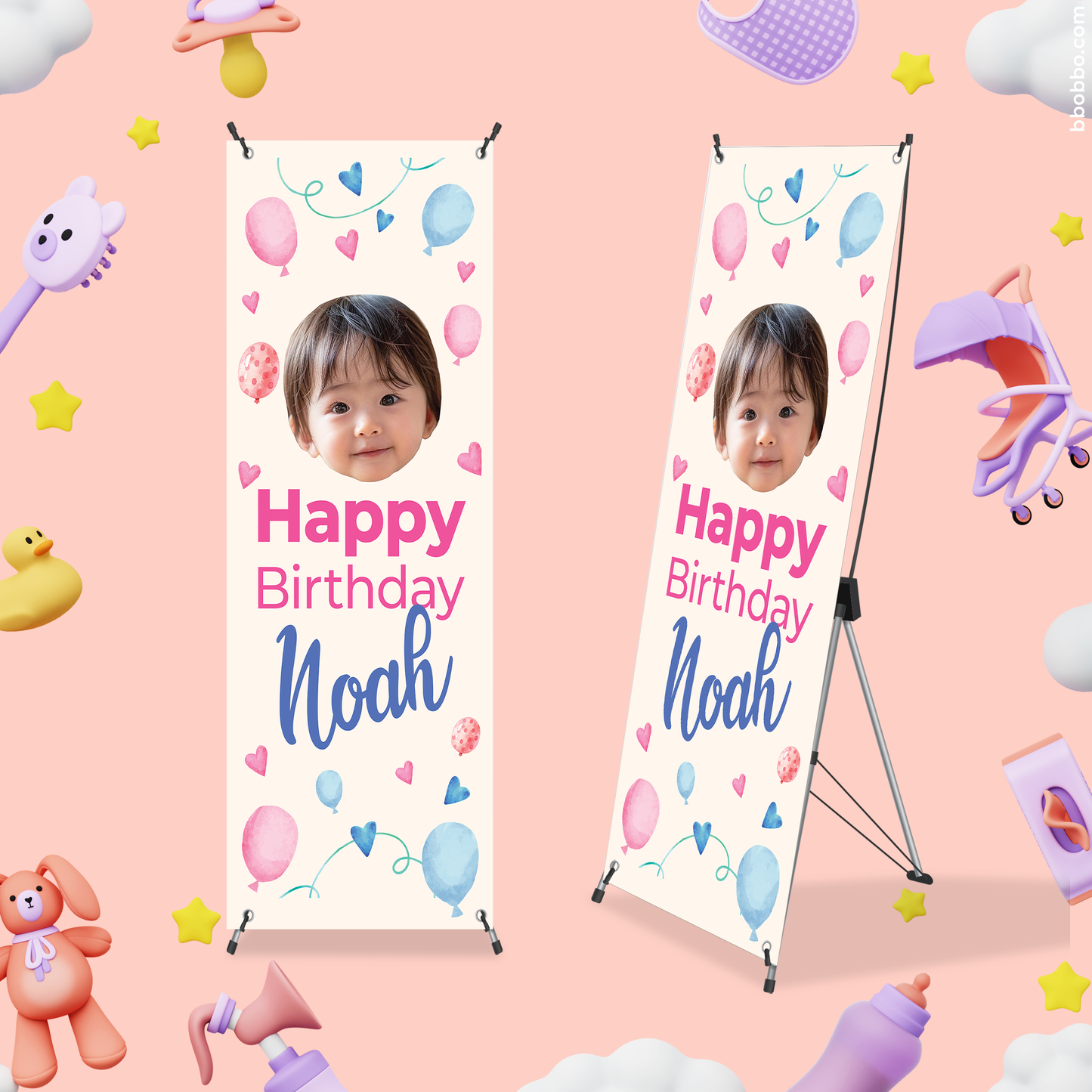 Make Your Baby the Star of Their Birthday. Custom Standing Banner + Stand Included + Free Shipping - BB02