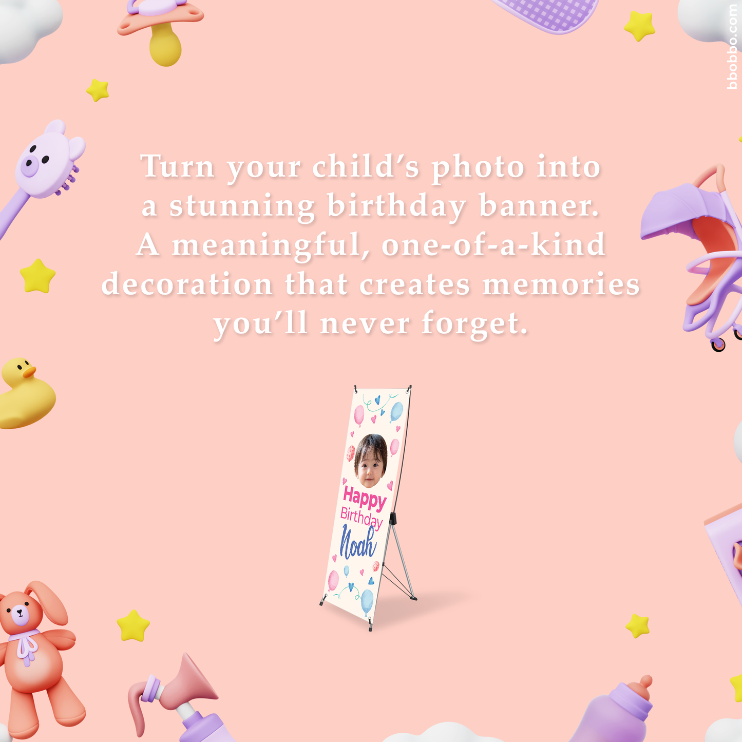 Make Your Baby the Star of Their Birthday. Custom Standing Banner + Stand Included + Free Shipping - BB02