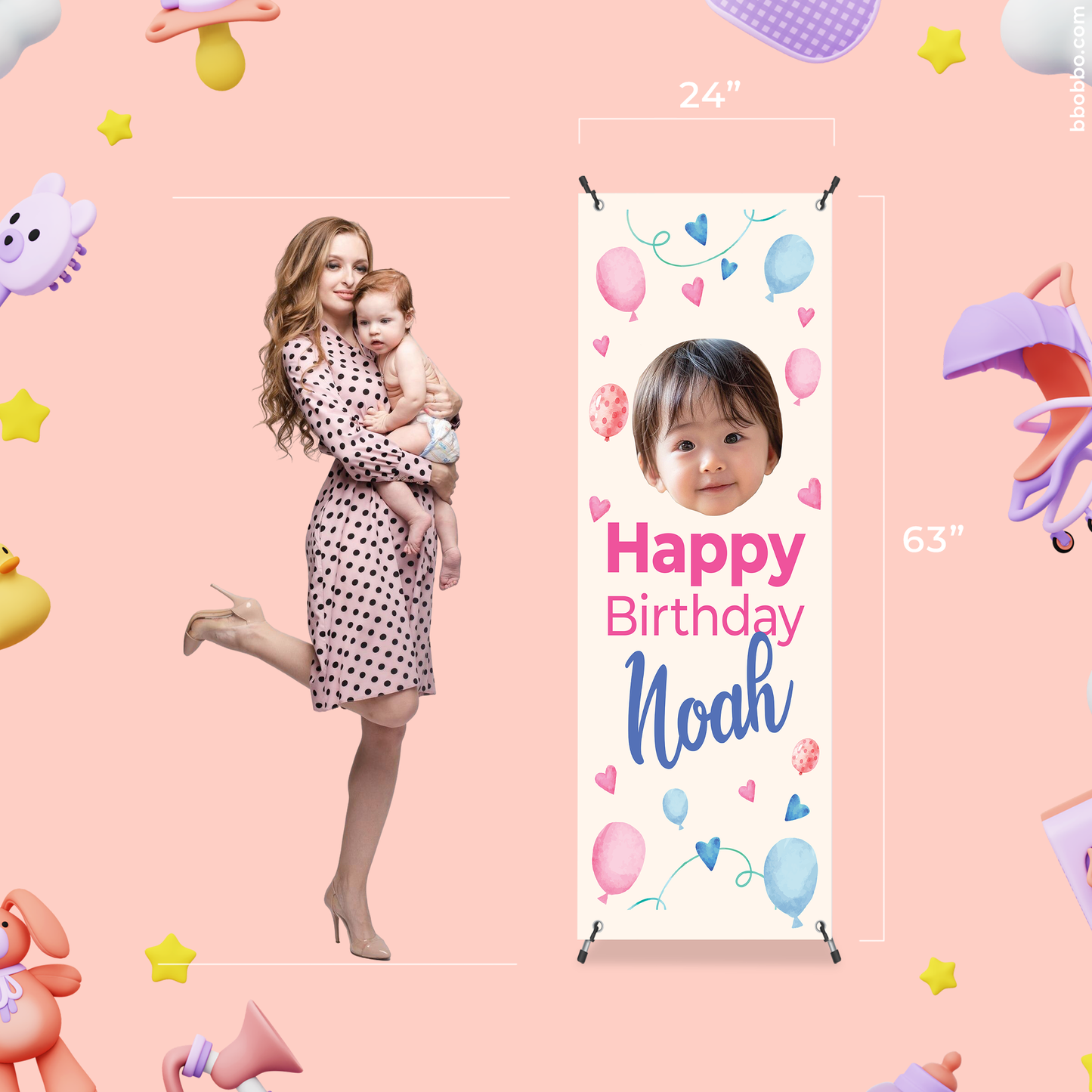 Make Your Baby the Star of Their Birthday. Custom Standing Banner + Stand Included + Free Shipping - BB02