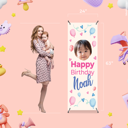 Make Your Baby the Star of Their Birthday. Custom Standing Banner + Stand Included + Free Shipping - BB02