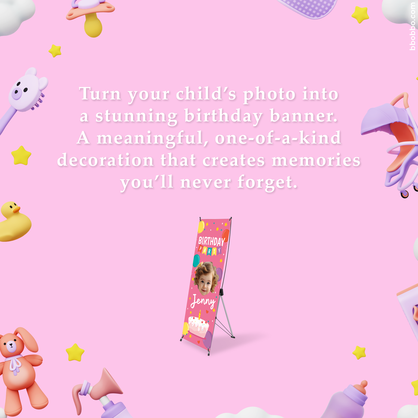 Make Your Baby the Star of Their Birthday. Custom Standing Banner + Stand Included + Free Shipping - BB03