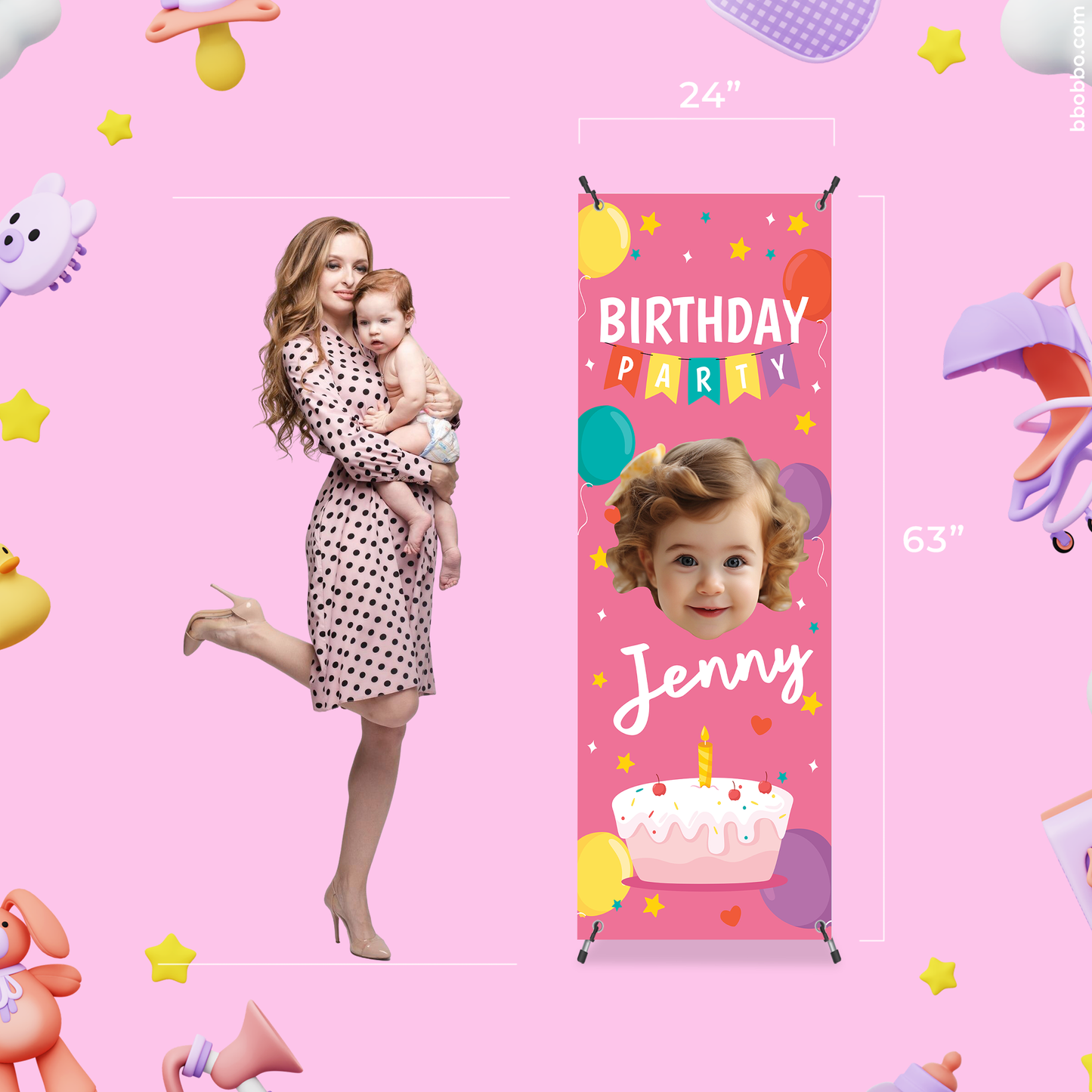 Make Your Baby the Star of Their Birthday. Custom Standing Banner + Stand Included + Free Shipping - BB03