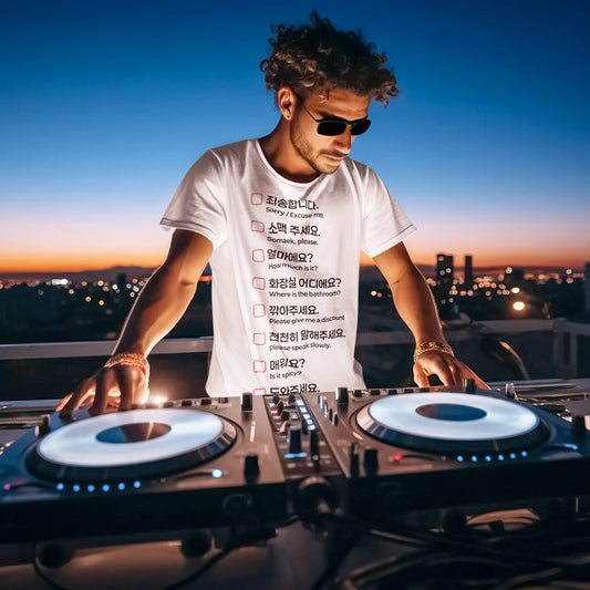 The Essential Korean Language T-shirt White. Travel to Korea with Confidence