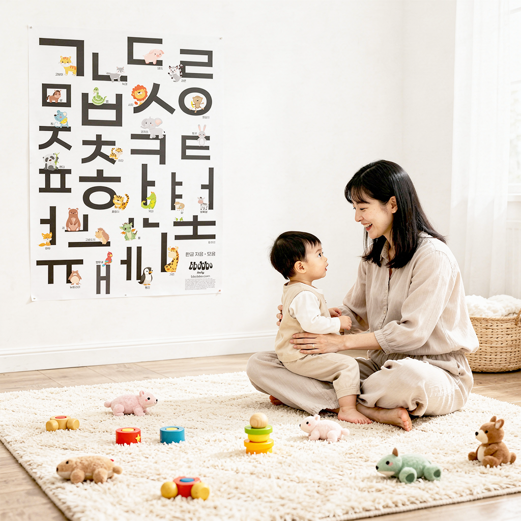 My First Animal Hangul Poster Korean Alphabet Wall Art for Kids 우리 아기 첫 한글 동물 포스터 24"x36"