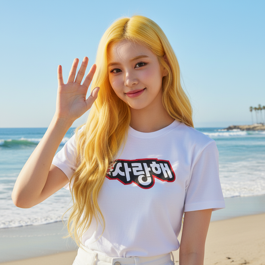 Wear Your Heart – "사랑해 Love You" Unisex White T-Shirt