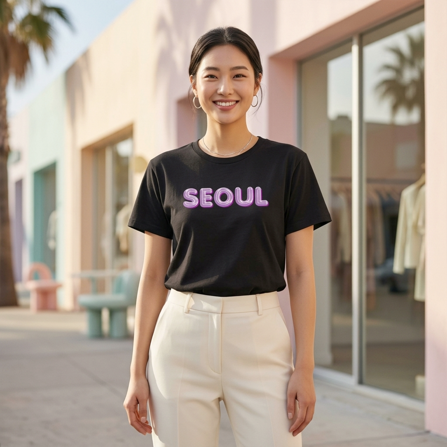 Glossy Pink Balloon Seoul Graphic Unisex T-Shirt