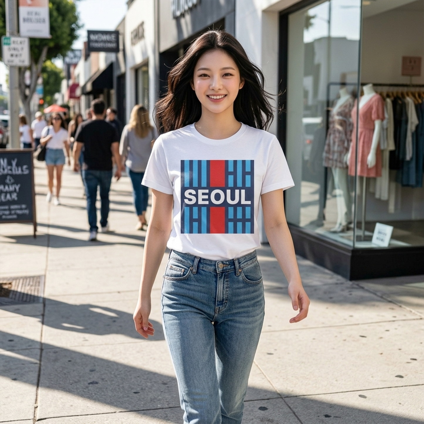 Taegeukgi Grid SEOUL Graphic Tee Unisex Geometric Streetwear T-Shirt