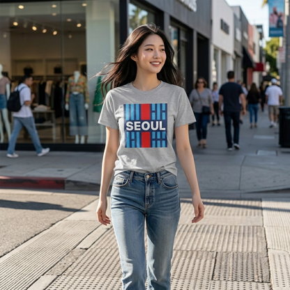 Taegeukgi Grid SEOUL Graphic Tee Unisex Geometric Streetwear T-Shirt