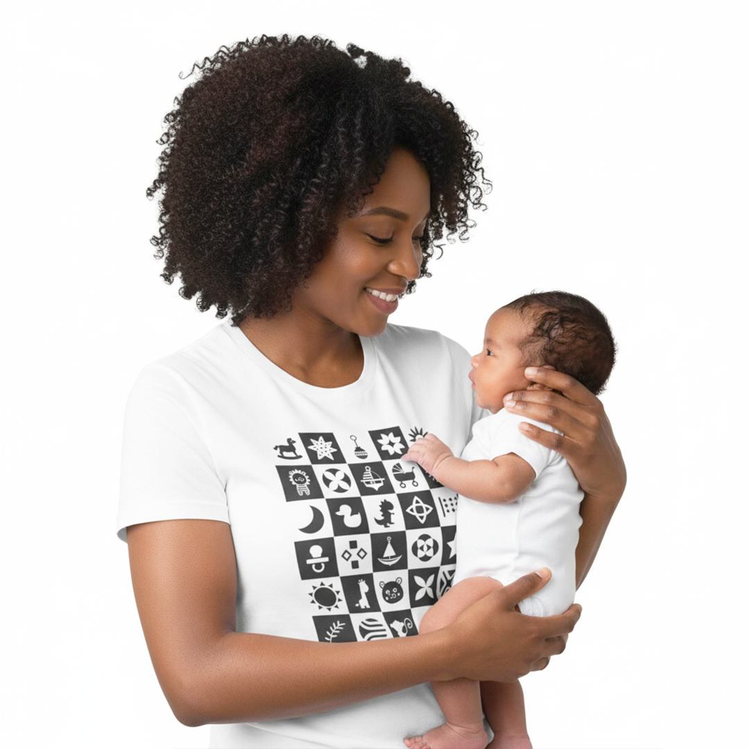 Baby Vision Development T-Shirt High Contrast For Newborns & Babies Baby’s Sensory Growth Unisex