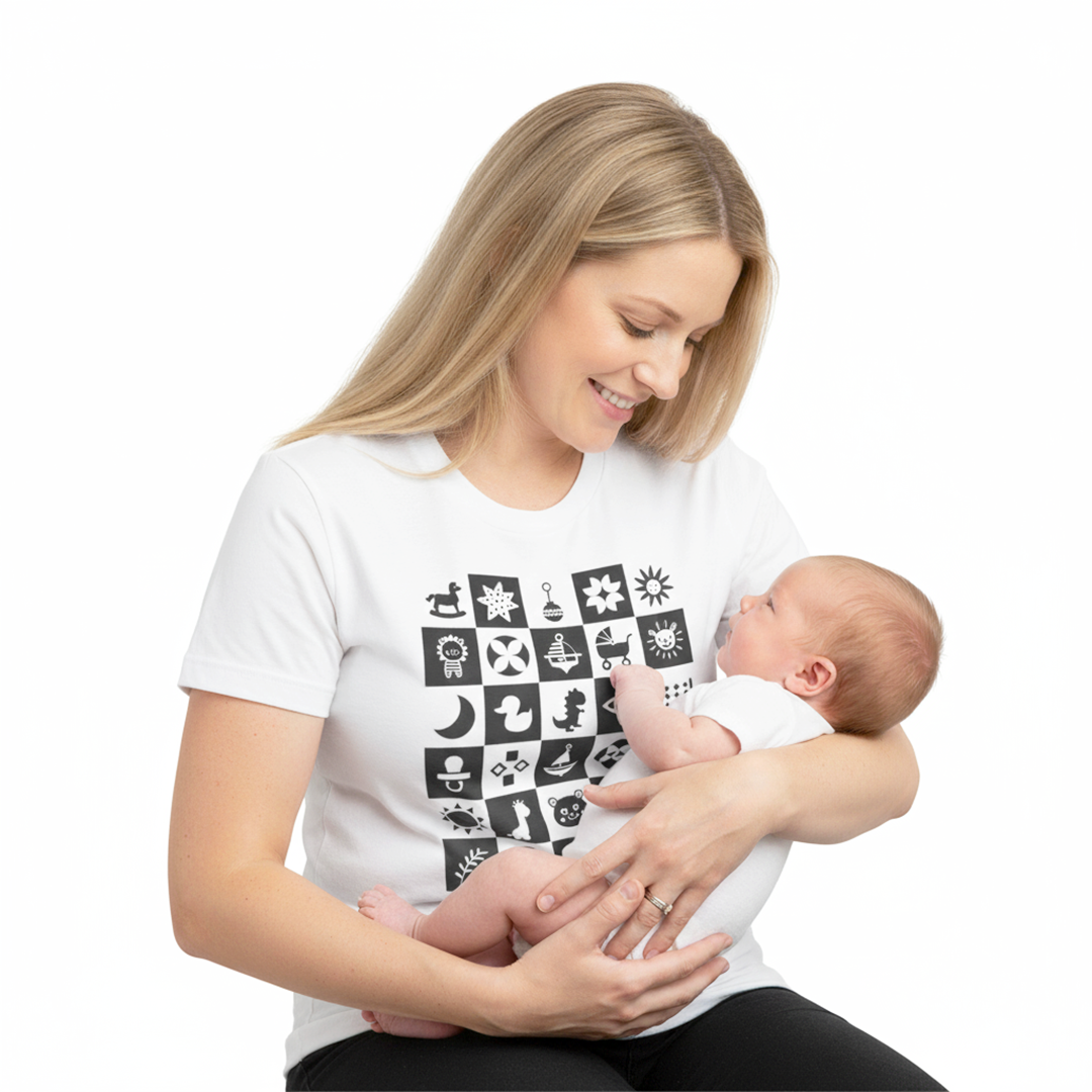 Baby Vision Development T-Shirt High Contrast For Newborns & Babies Baby’s Sensory Growth Unisex