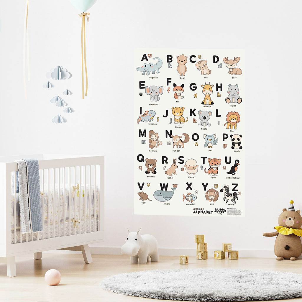 Whimsical Hand-Illustrated Alphabet Wall Art for Nurseries