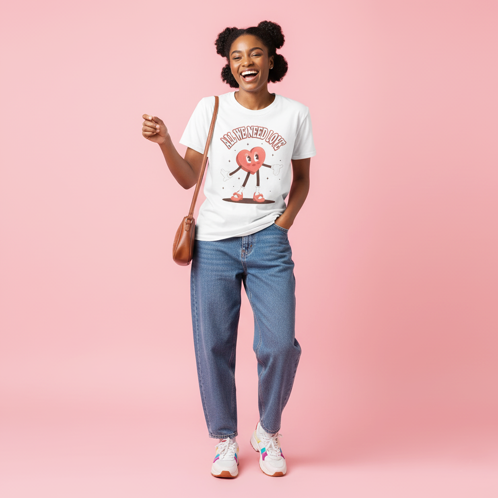 Miss Heart 'All We Need Is Love' Unisex Graphic Tee White