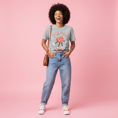 Miss Heart 'All We Need Is Love' Unisex Graphic Tee Gray