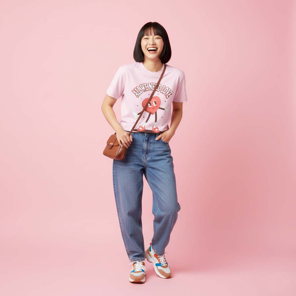 Miss Heart 'All We Need Is Love' Unisex Graphic Tee Pink