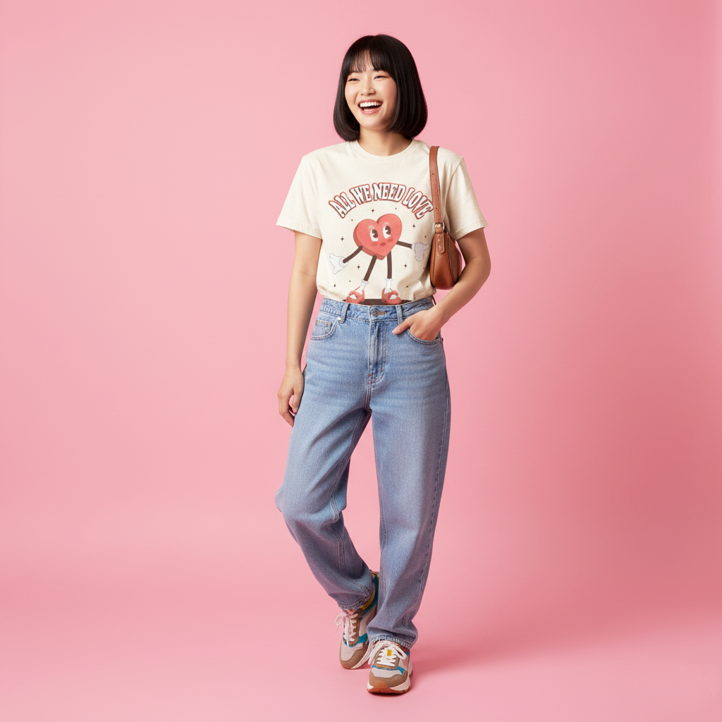 Miss Heart 'All We Need Is Love' Unisex Graphic Tee Natural