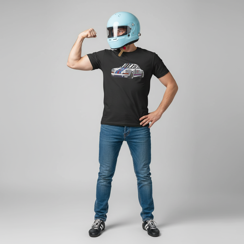 Vintage Martini Racing Porsche 911 T-Shirt - Unisex Gift for Car Lovers, Retro Racing Aesthetic Black