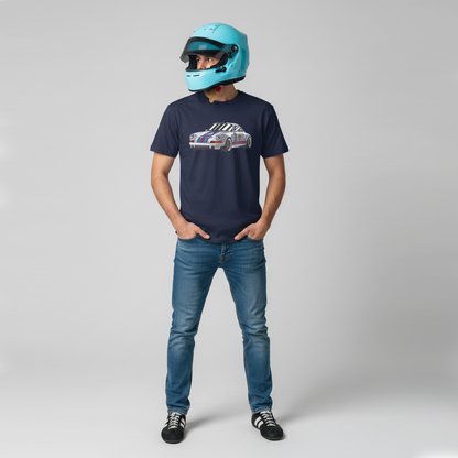 Vintage Martini Racing Porsche 911 T-Shirt - Unisex Gift for Car Lovers, Retro Racing Aesthetic Navy